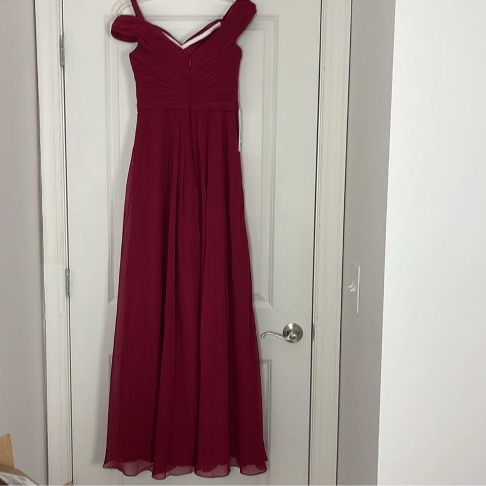 Azazie audrianna burgundy Maxi dress Formal Evening Bridesmaid - Picture 11 of 13
